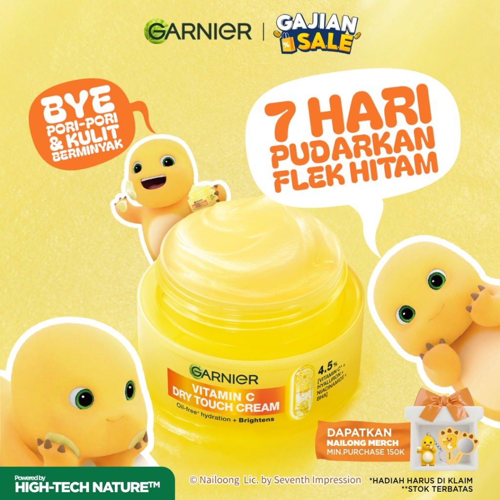 [NEW] BIG SIZE Garnier Mochi x Nailong Dry Touch Cream 50ml 4.5% Vitamin C / Niacinamide / Salicylic Acid Moisturizer Pelembab Wajah Skin Barrier Soothing Balm Kulit Kering Iritasi Skincare Set Krim Siang Krim Malam Day Cream Serum Tone Up Cream