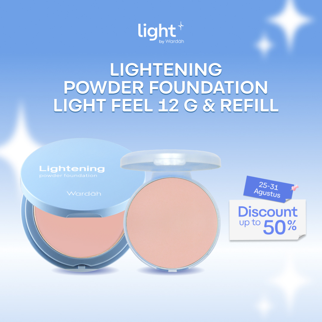 [BUNDLE] WARDAH Lightening Powder Foundation Light Feel 12 g & Refill - Two Way Cake - TWC - Refill TWC - Bedak Padat Tahan Lama - Makeup