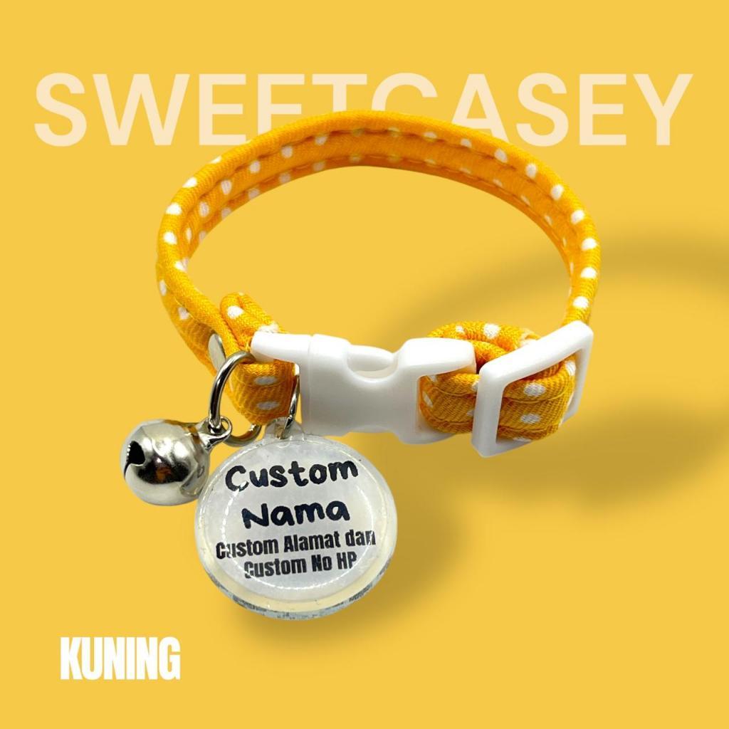 KALUNG KUCING CUSTOM NAMA/POLKA CAT NECKLACE/KALUNG KUCING/ KALUNG KUCING FREE NAMA - Gambar 3