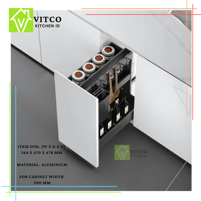 VITCO Multipurpose Aluminum Rack, Soft Close, for cabinet 300 mm ...