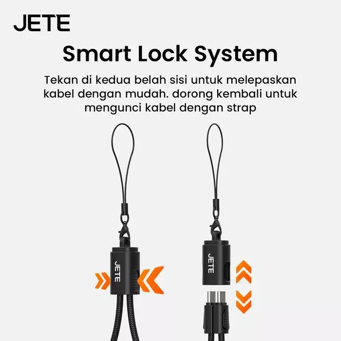 Kabel Data JETE CA3 Kabel Charger Keychain USB Type C to C 65W Fast Charging Cable Kabel Cas Lanyard Tali Gantung For iPhone Android - Gambar 3