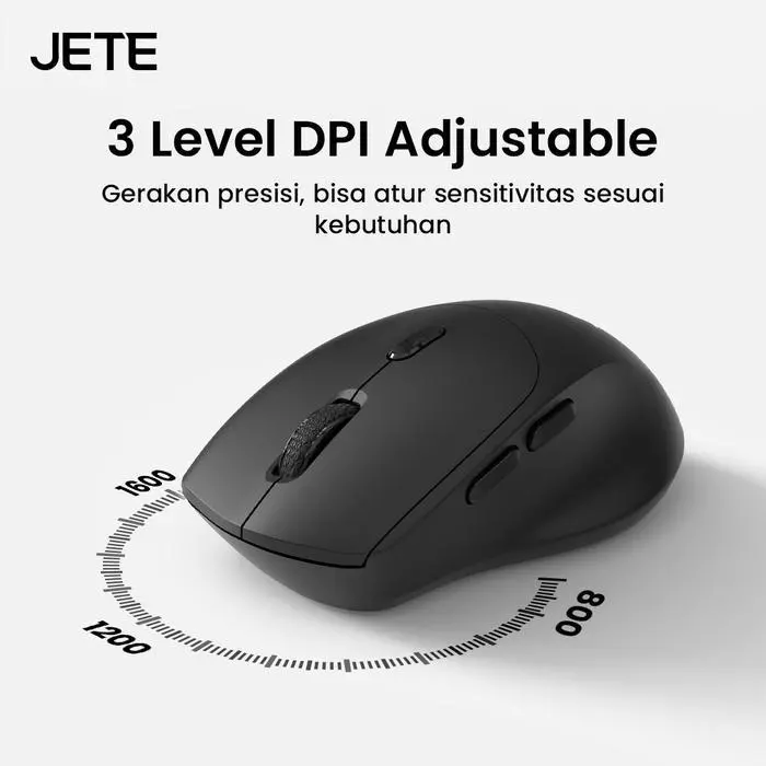 JETE Mouse Wireless MS203 1600Dpi Ergonomic dengan USB Dongle 2.4 Ghz Silent Click Palm Rest untuk Kantor Komputer Laptop - Gambar 4