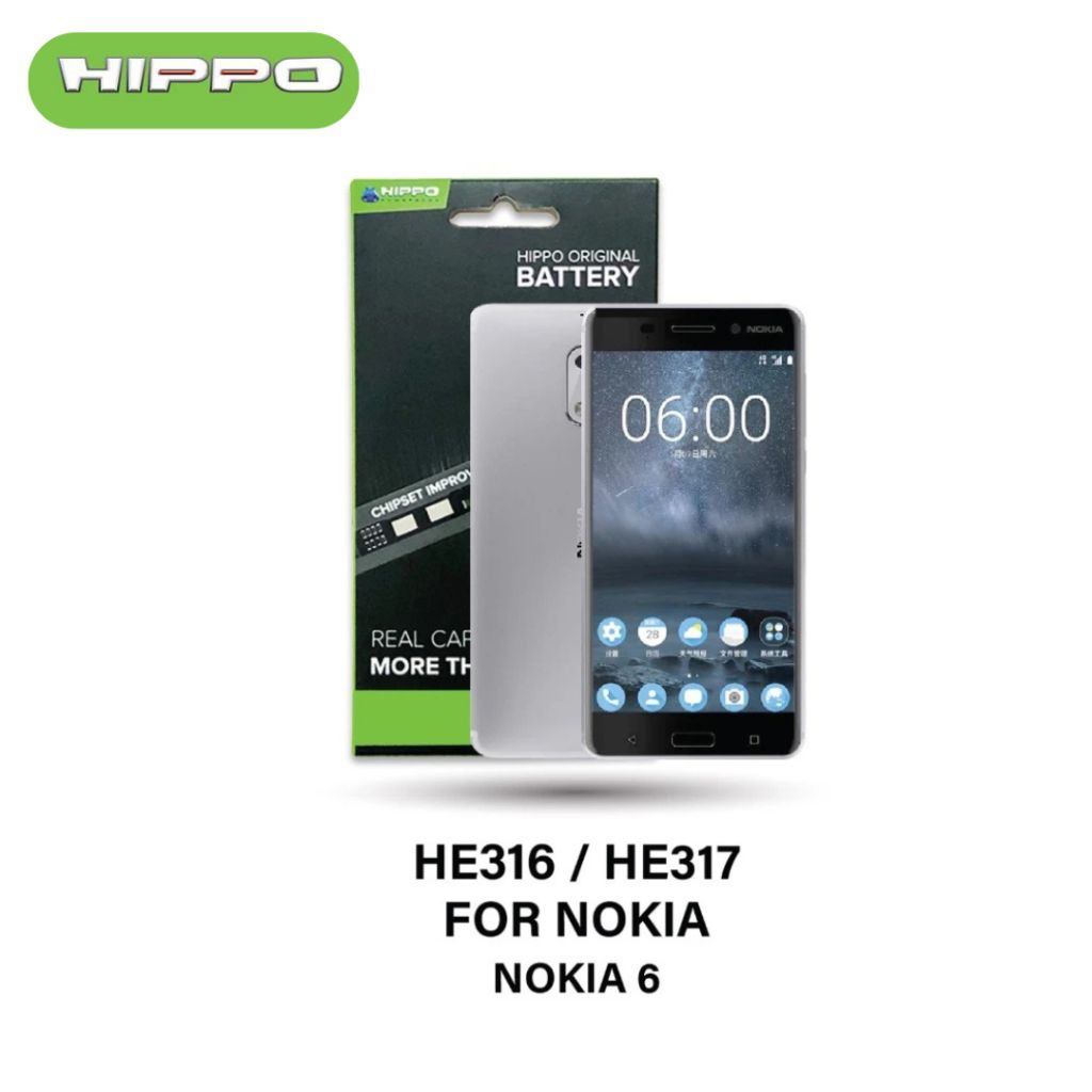 Hippo Baterai Nokia HE317 / HE316 Nokia 6 3000mAh Battery Batere Batrai Batre Original Cell Garansi resmi