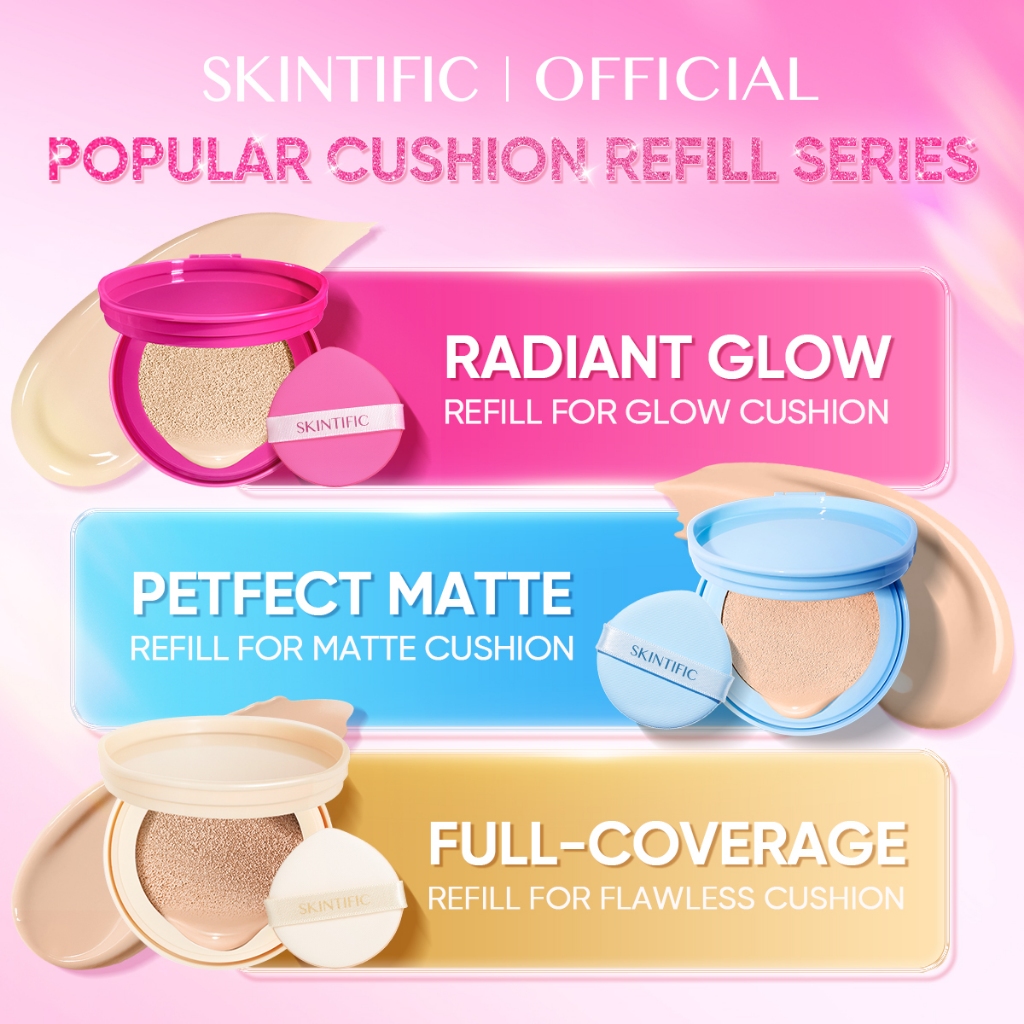 [2PC Bundle Promo]SKINTIFIC - CUSHION REFILL SERIES / Glow / Matte / Flawless Cushion Oil-Control bedak padat Foundation skin tint bb cream makeup powder - Gambar 2