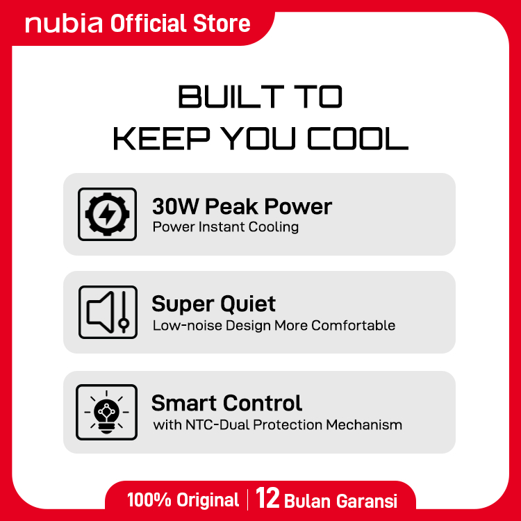 REDMAGIC Cooler 6 Pro 30W Instant Cooling Low Noise Super Quiet NTC Dual Protection Mechanism Smart Control Universal Compability Bisa Untuk Semua Merk Gaming Cooling Fan - Gambar 3