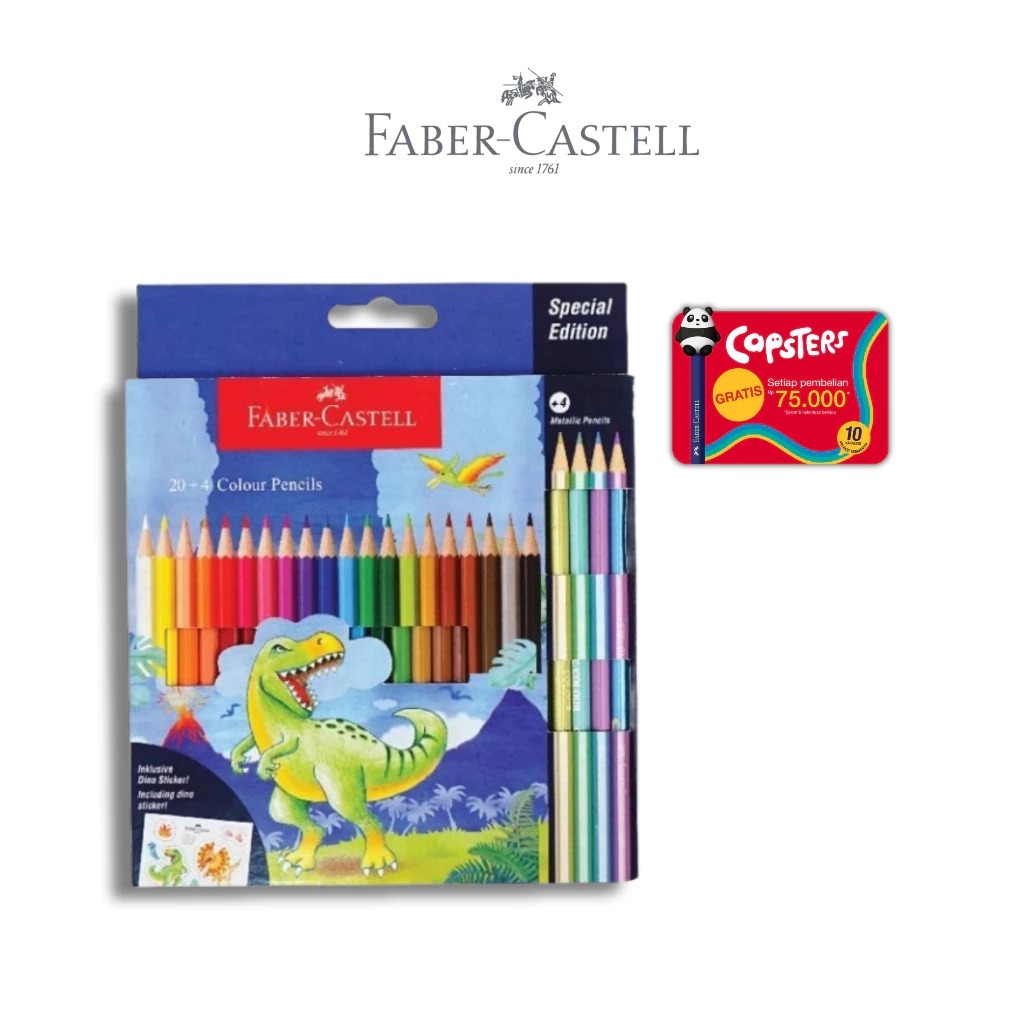 Faber-Castell Dino Stationery Oil Pastel set 24 dan pensil warna set 24 - Gambar 3
