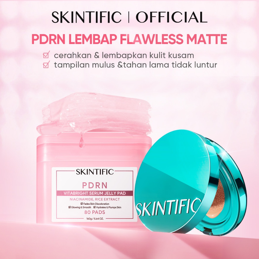 [NEW LAUNCH]SKINTIFIC - Soft Matte Finish Set/PDRN Vitabright Serum Jelly Pad 80sheets&PERFECT STAY SERUM MATTE CUSHION FOUNDATION SPF 50 PA++++ Brightening Hydrating Radiant Glow Long-lasting oil-control Non-Comedogenic Sun Protection bb cream skin tint