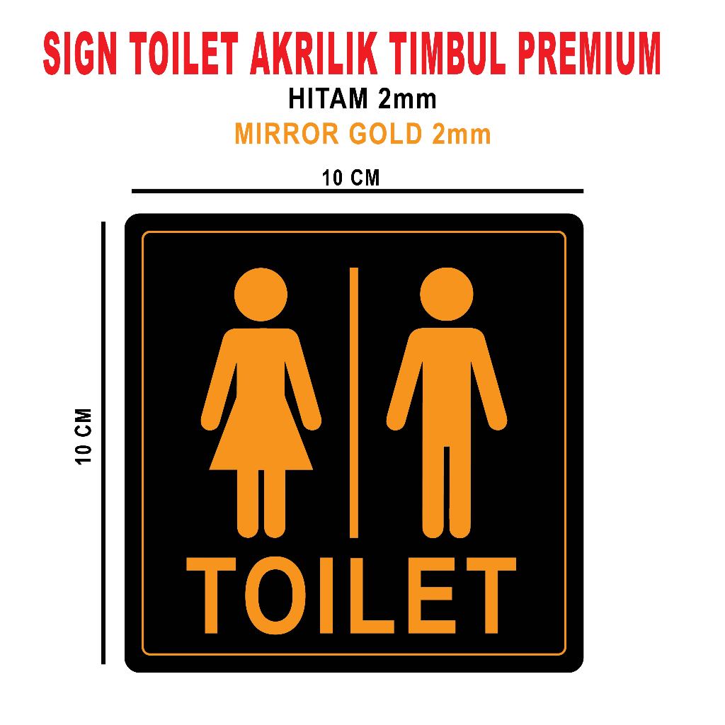 SIGN TANDA TOILET PRIA WANITA AKRILIK TIMBUL GOLD DAN BLACK PREMIUM