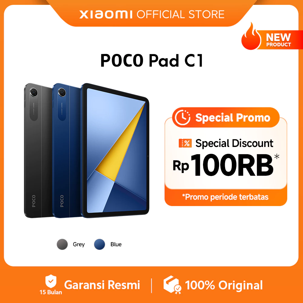POCO Pad C1 (4GB/64GB) / 9.7" 2K 120Hz layar super-jernih / Baterai besar 7600mAh (typ) / Snapdragon® 6s 4G Gen 2 / Ditenagai Xiaomi HyperOS 3 / Tablet android [Xiaomi Official Store]