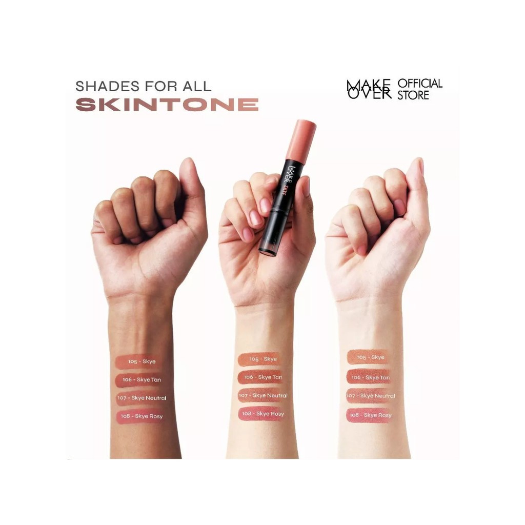 MAKE OVER Color Stick Matte Crayon 3,2gr / Merah Jingga Official - Gambar 2