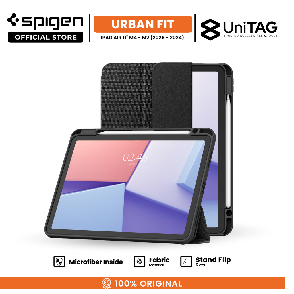 SPIGEN Case for iPad Air 11 inch M4 M3 M2 2026 2025 2024 Spigen Urban Fit Stand Flip Slim Anti-Shock Smart Casing