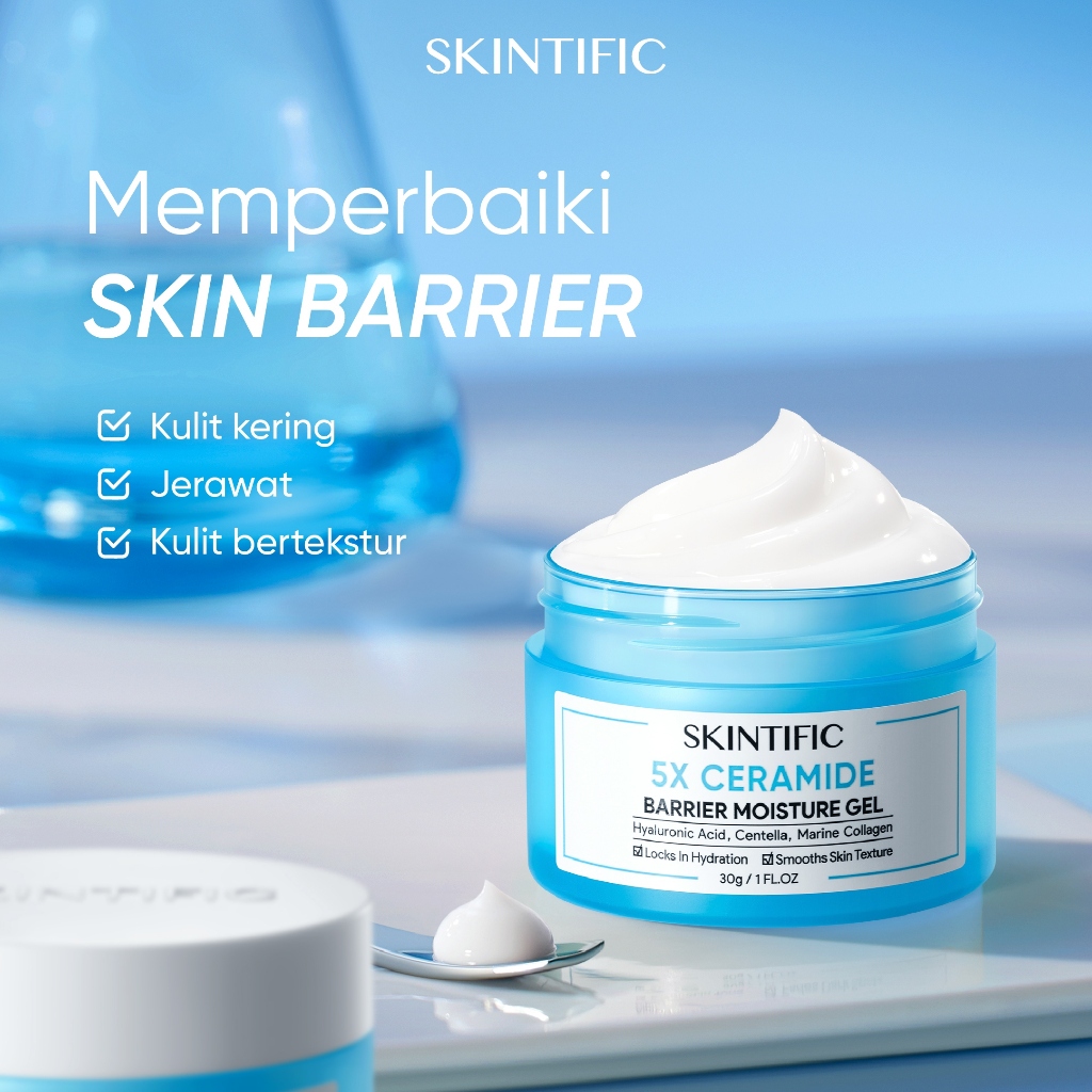 SKINTIFIC - 3PCS Repair Set / Panthenol Gel Cleanser + 5X Ceramide Barrier Moisturizer + 5X Ceramide Sunscreen SPF 50+ PA++++ - Gambar 3