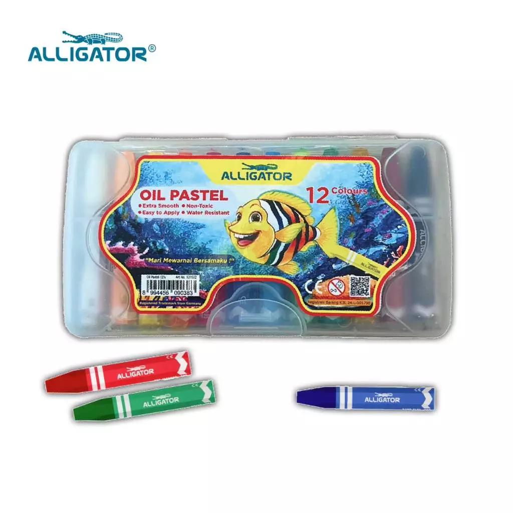 Alligator Oil Pastel 12's + Pensil Colour 12's + Pensil Tulis - Paket Bundling Alat Sekolah & Mewarnai - Gambar 3