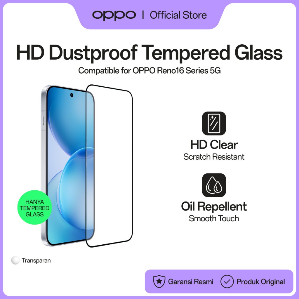 HD Dustproof Tempered Glass Compatible for OPPO Reno16 Series 5G - Gambar 2