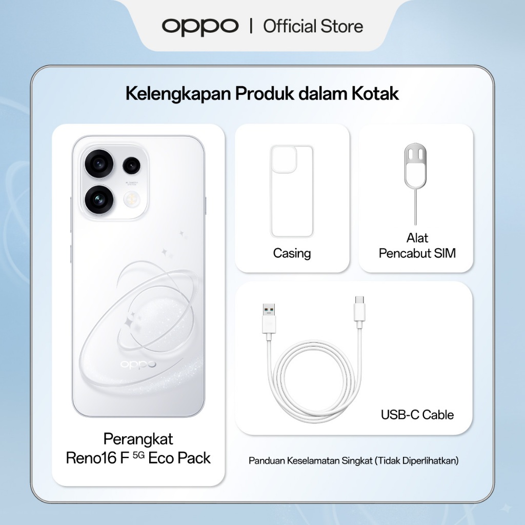 [BARU] OPPO Reno16 F 5G Eco Pack 8GB+256GB [3D Pop Planet Design, AI Remix Collage, 50MP Ultra-wide Selfie Camera] - Gambar 4