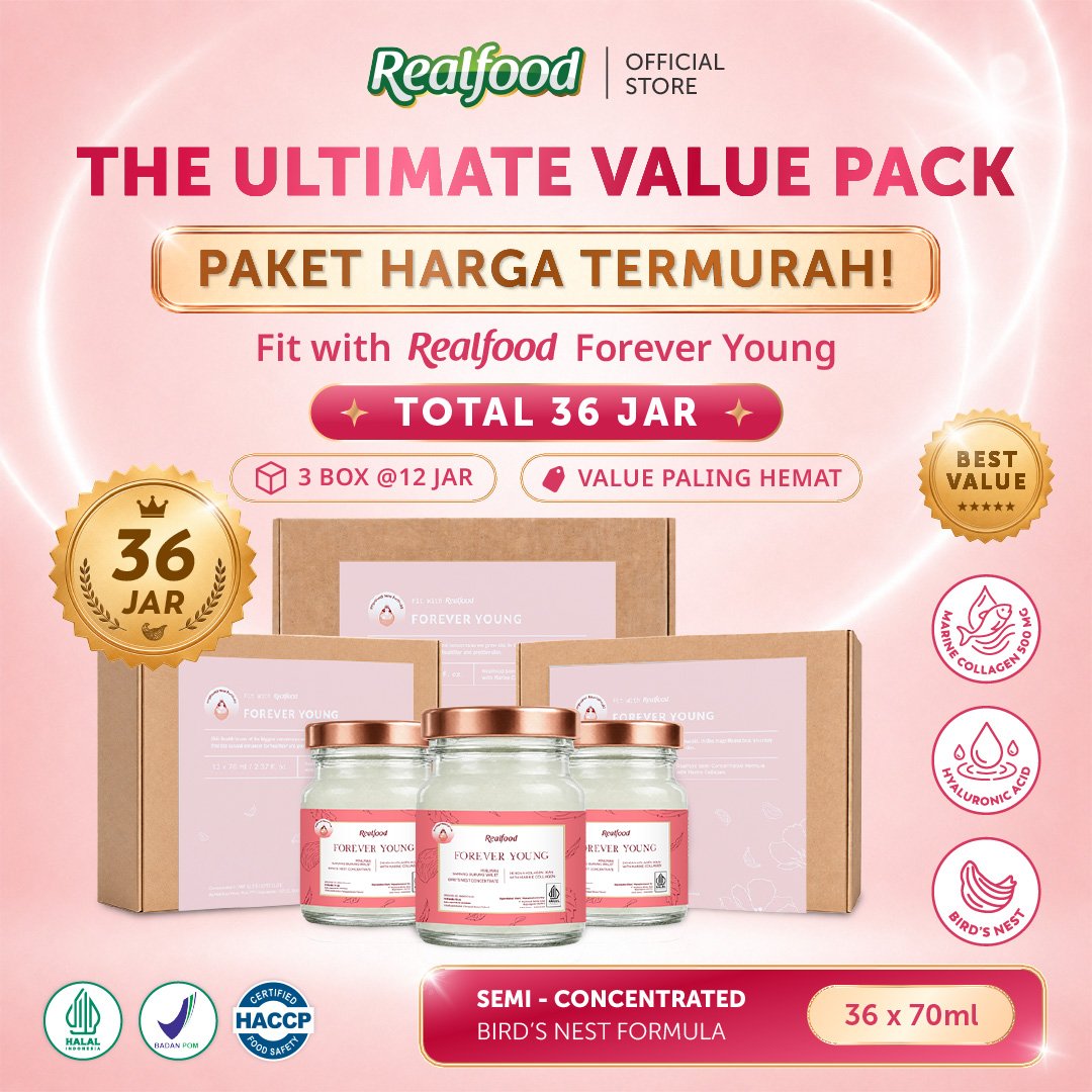Realfood Triple Bundle Forever Young Minuman Sarang Burung Walet, 36 Jar