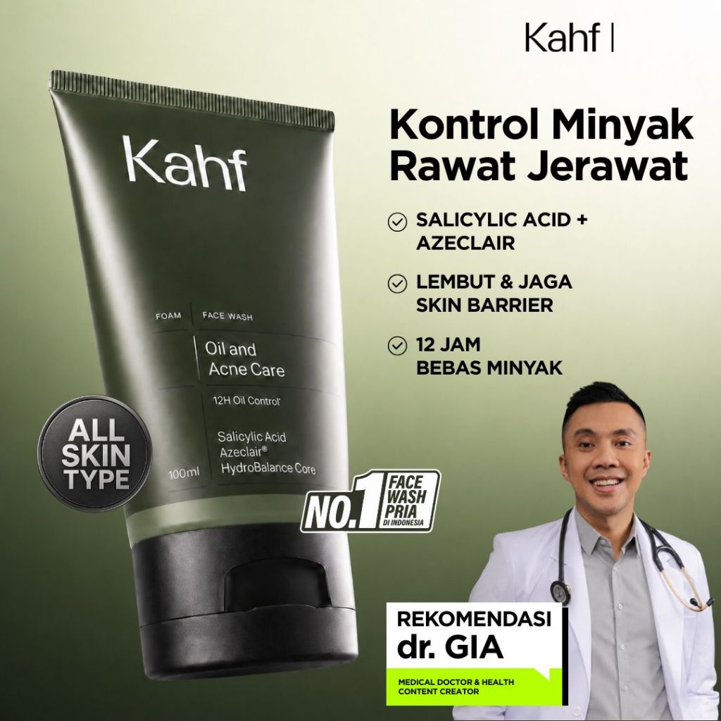 Kahf Oil and Acne Care Face Wash - Sabun Pembersih Wajah Pria Untuk Jerawat / Merah Jingga Official - Gambar 2