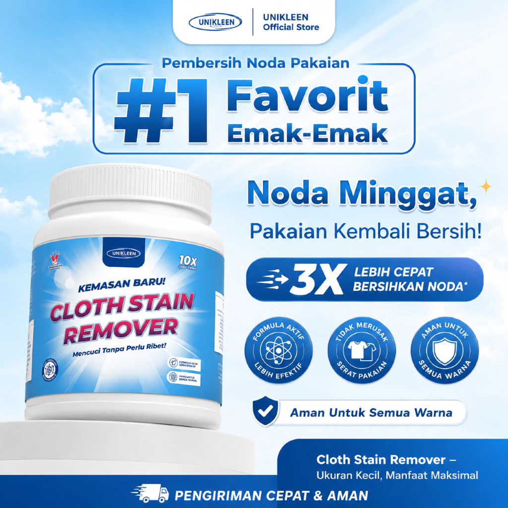 UNIKLEEN Pembersih Jamur & Noda Membandel pada Pakaian - Serbuk Penghilang Noda Aman untuk Semua Jenis Kain - Pembersih Noda Dapur Pembersih Mesin Cuci Pengharum Ruangan Room spray Floor Cleaner Pembersih Lantai Pencerah Pakaian