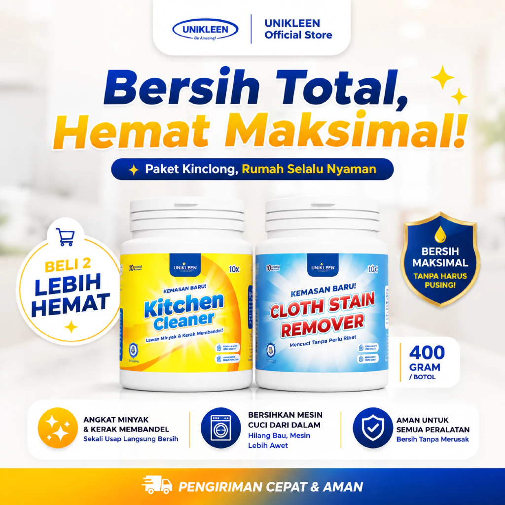 UNIKLEEN By Adreena - PAKET BUNDLING pembersih noda membandel pakaian & pembersih peralatan dapur