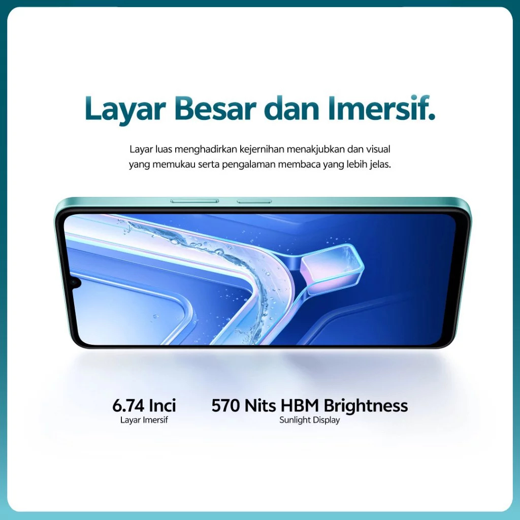 [NEW LAUNCH] vivo Y05e - Baterai Besar 5150 mAh, Tahan Banting Ekstrem, Tahan Hujan IP64, Desain Trendi, Layar Besar 6.74", OriginOS 6, Garansi Resmi 1 Tahun - Gambar 4