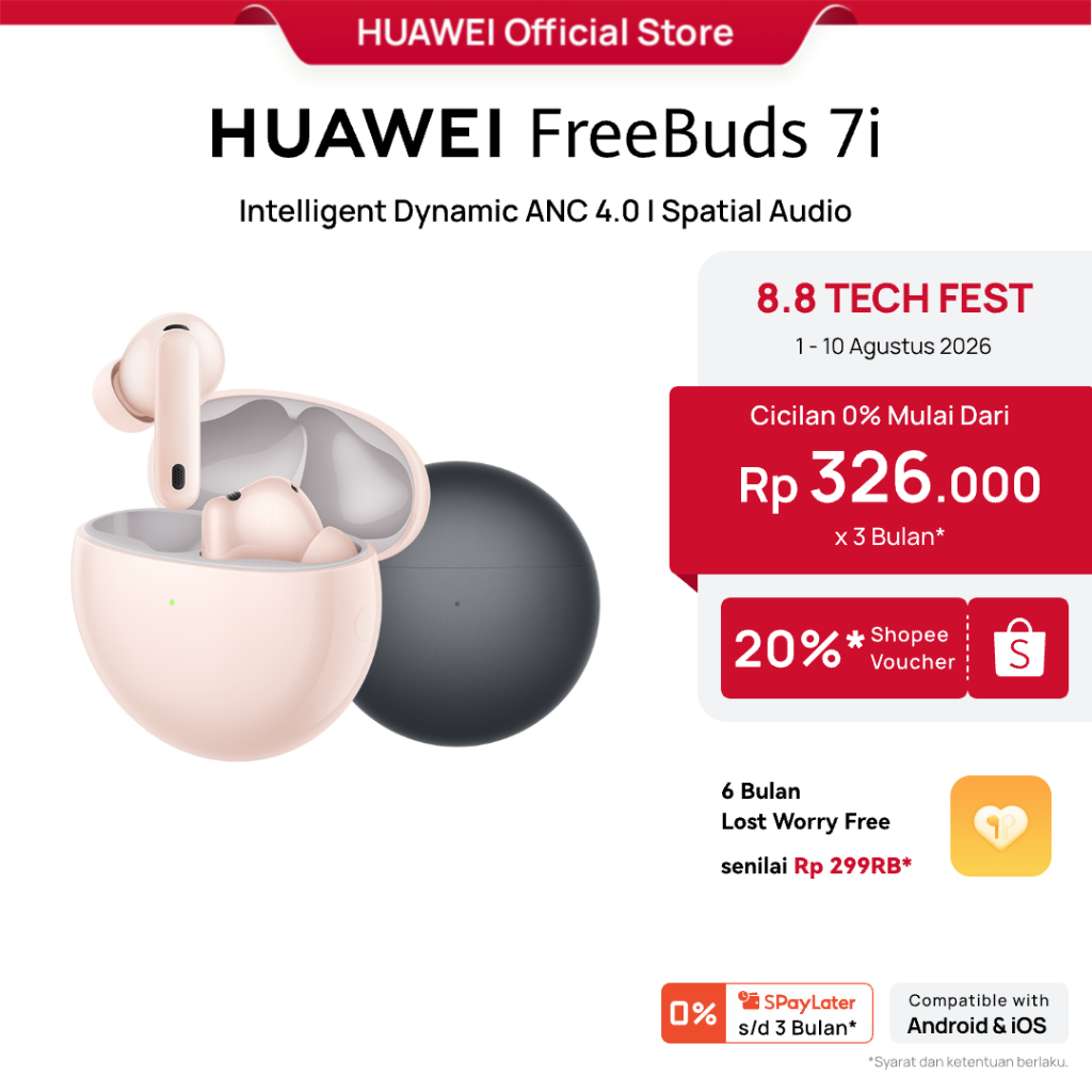 [8.8 s/d 20%*] HUAWEI FreeBuds 7i TWS / Intelligent Dynamic ANC 4.0 / Spatial Audio l Clear Calls with Six Mics / IP54