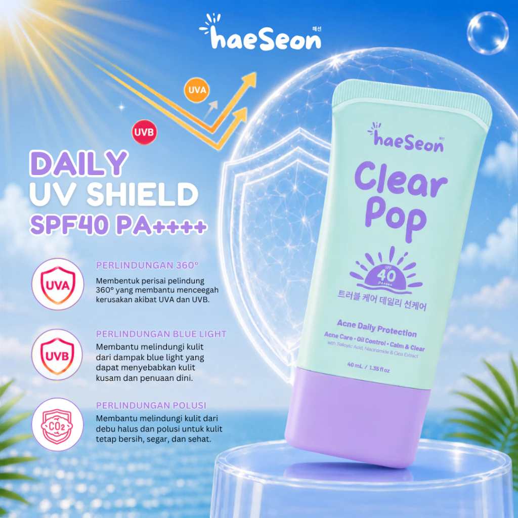 [MAISON MOTIF] Haeseon Clear Pop Daily Sunscreen SPF 40 PA++++ 40ml Acne Care Calming - Gambar 3