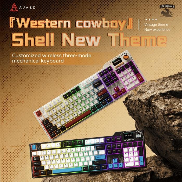 Ajazz AK35I / AK-35i V4 Wireless Mechanical Gaming Keyboard Fullsize with Screen and Knob - Gambar 4