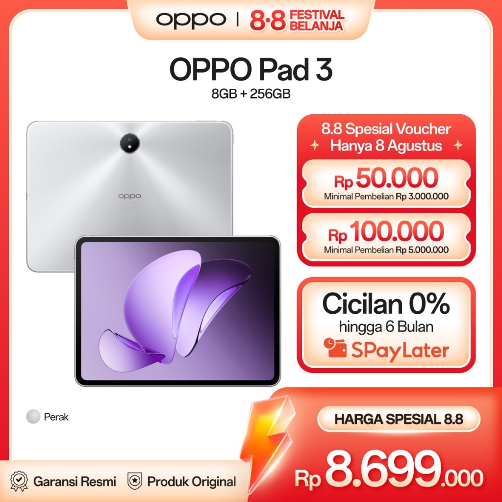 OPPO Pad 3 8GB/256GB Anti-Reflective Matte Display Edition [Ultra Thin Design, AI Office Efficiency, O+ Connect]