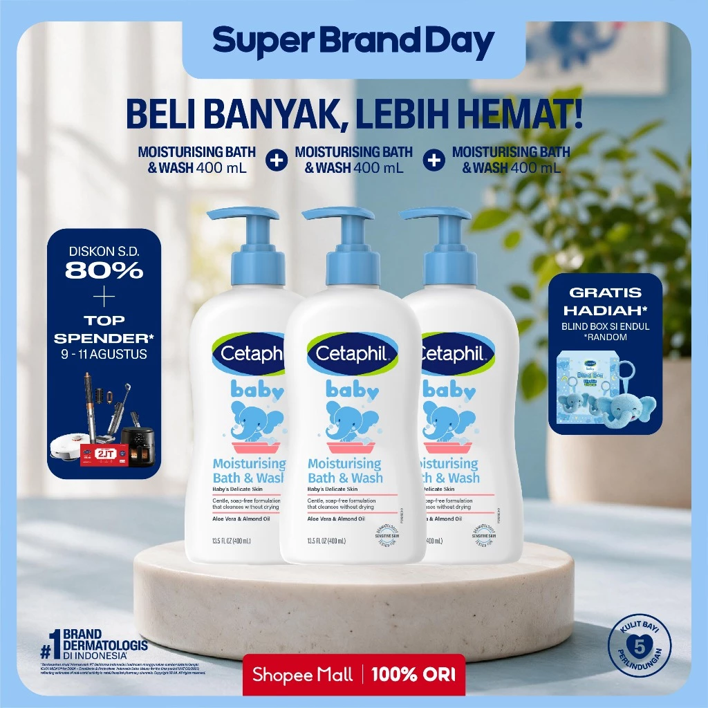 [LIVE ENDUL] Cetaphil Baby Moist Bath & Wash 400ml Triple Pack