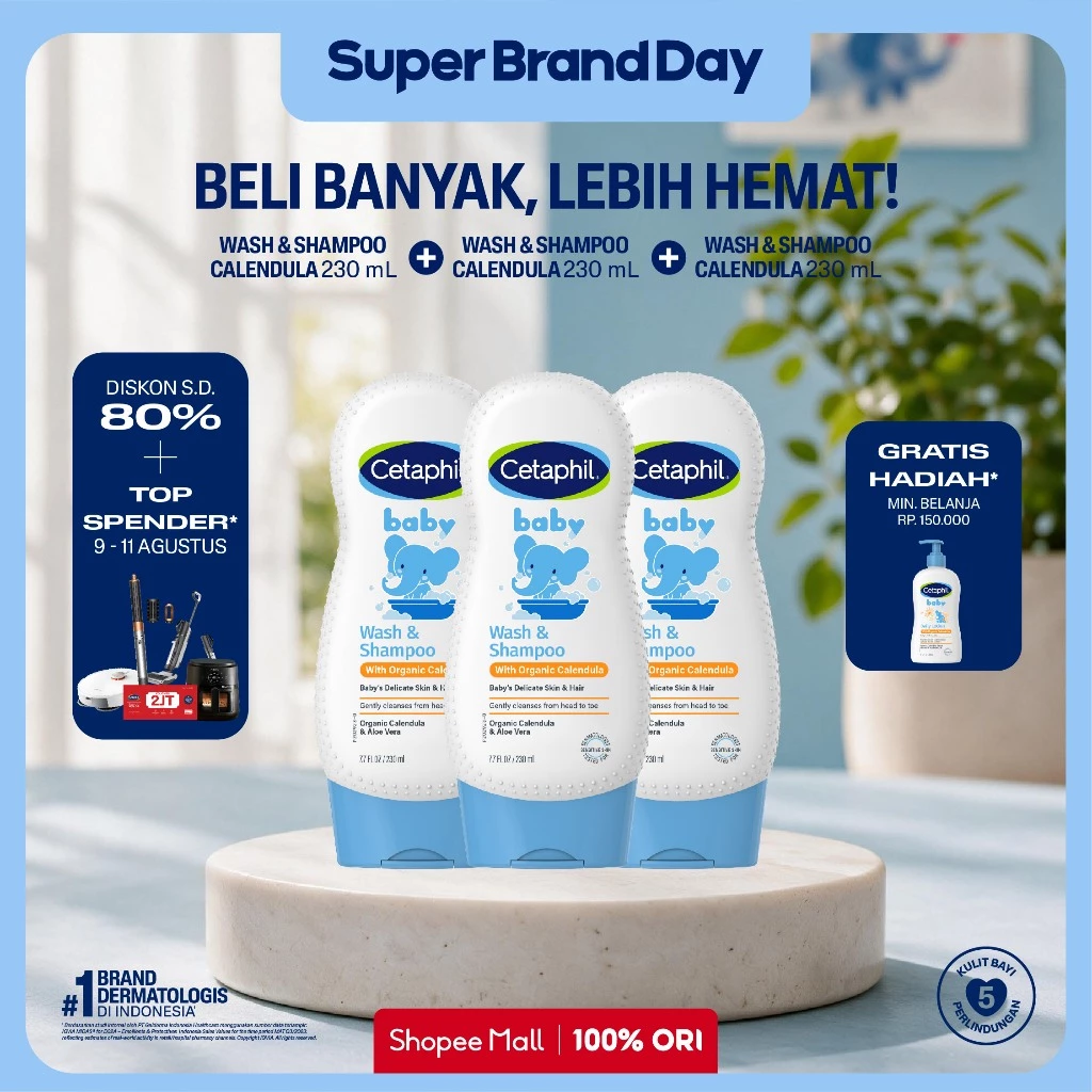 Cetaphil Baby Wash & Shampoo with Organic Calendula 230ml Triple Pack