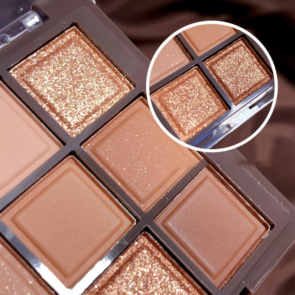 DIKALU Eyeshadow Chocolate Pearl Palette 9 Color Waterproof Matte Glitter Shimmer Riasan Mata Pigmented 77021 - Gambar 4