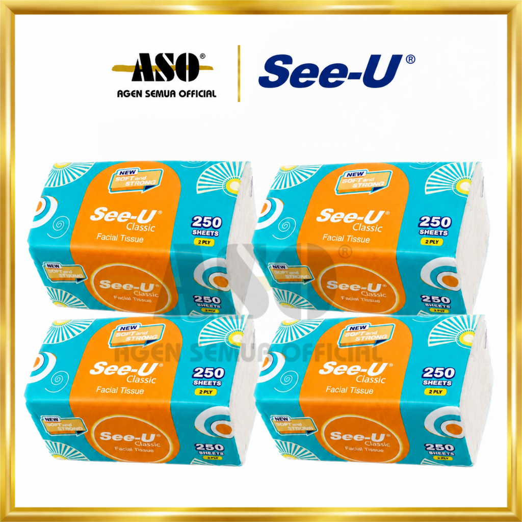 [ PAKET ISI 4 ] TISU tissue NEW SEE U 250 sheet 2Ply SOFT & STRONG FACIAL tissue PROMO !!!