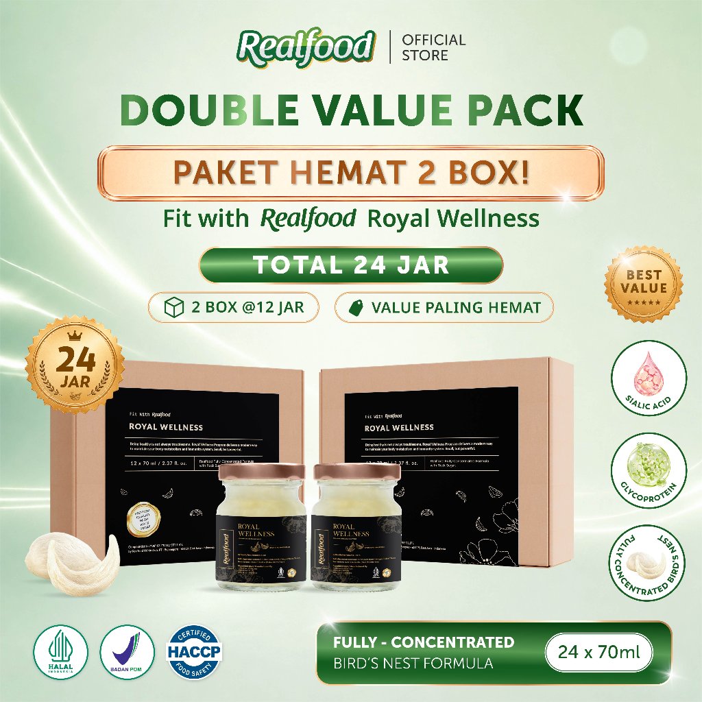 Realfood Double Value Pack Royal Wellness Minuman Sarang Burung Walet, 24 Jar