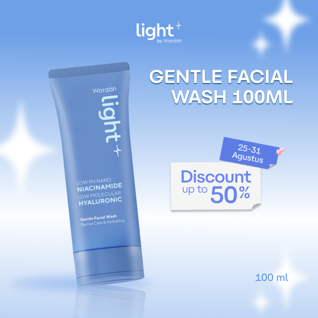 Wardah Lightplus Low pH Nano Niacinamide Low Molecular Hyaluronic Gentle Facial Wash 100 ml - Sabun Cuci Muka, Menjaga Barrier Kulit, Melembabkan Kulit, Menyejukan, Menghidrasi Kulit, Mencerahkan, Menjaga Lapisan Pelindung Kulit, Lightening - Skincare