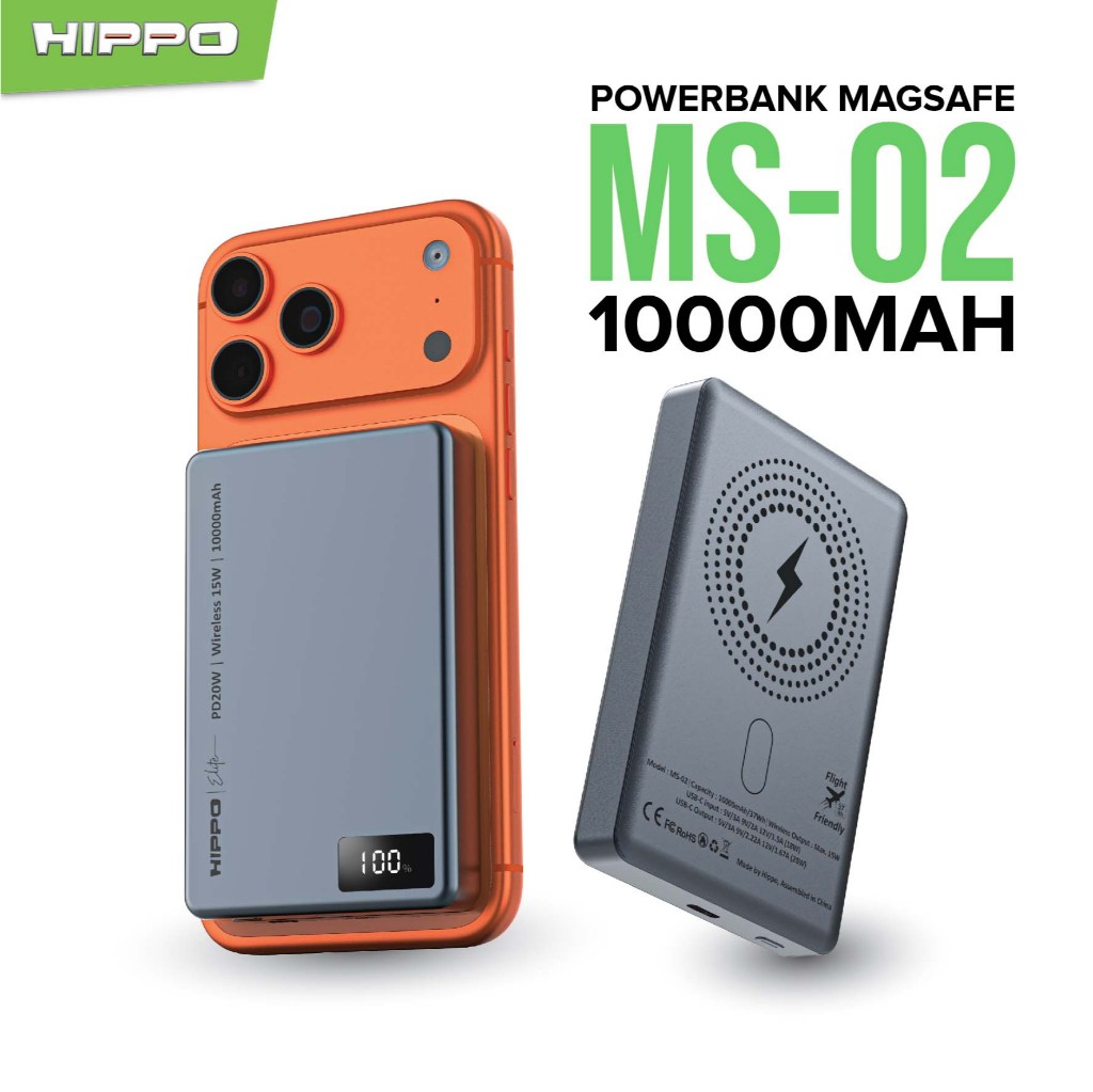 Hippo Powerbank MS-02 Wireless Magsafe Ultra Thin Fast Charging 15W PD20W