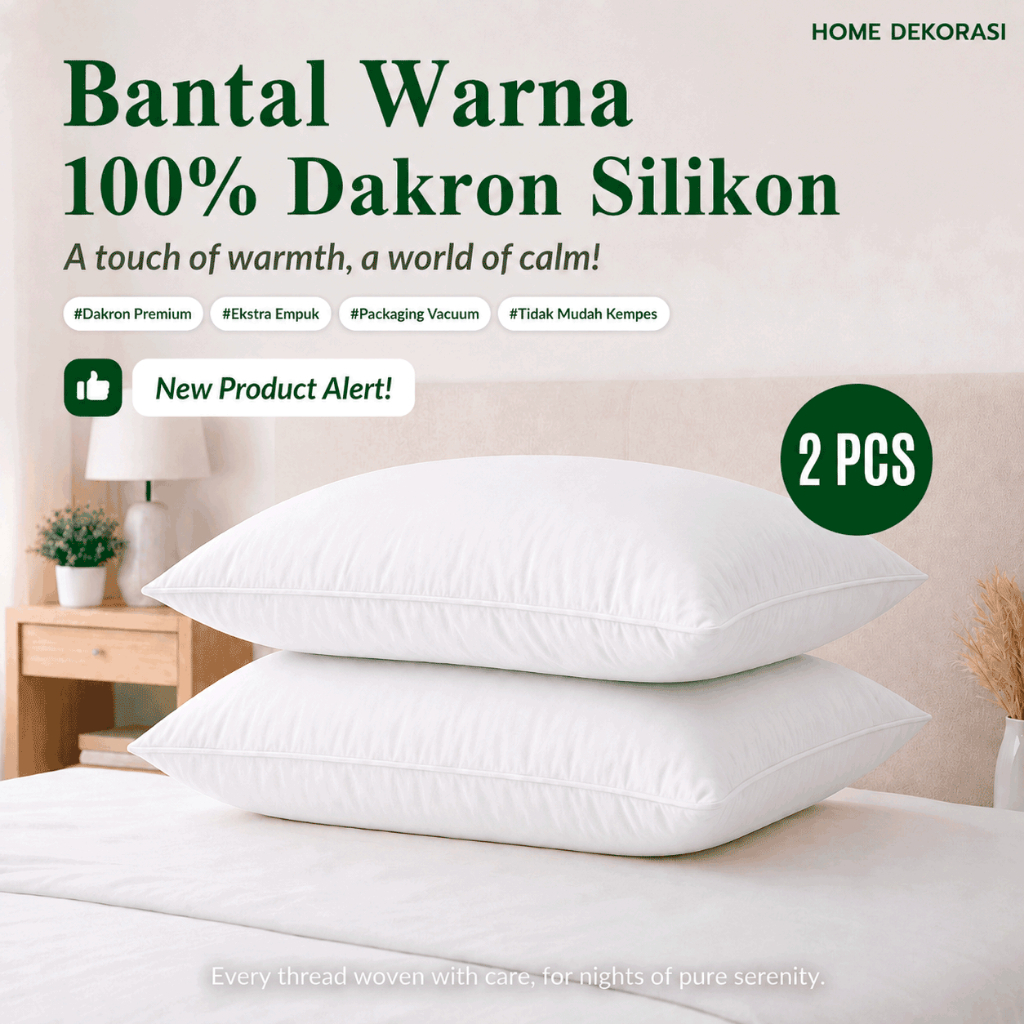 ISI 2 PCS Bantal Hotel Bantal Tidur Dacron Bantal Dacron Silicon 60x40cm Tebal Nyaman Empuk Bisa Dicuci
