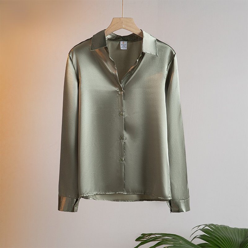 Ai Home Kemeja Wanita Lengan Panjang Blouse Bahan Satin Silk Premium Kemeja Satin Formal Atasan Kerja ALL SIZE