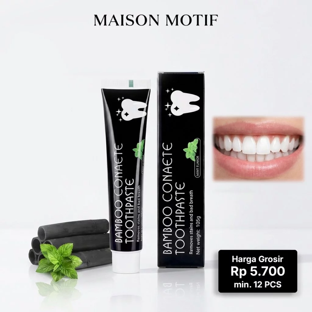GROSIR 12 Pcs Pasta Gigi Arang Bambu 105g Memutihkan Gigi Menghilangkan Karang Bau Mulut Mint 77023