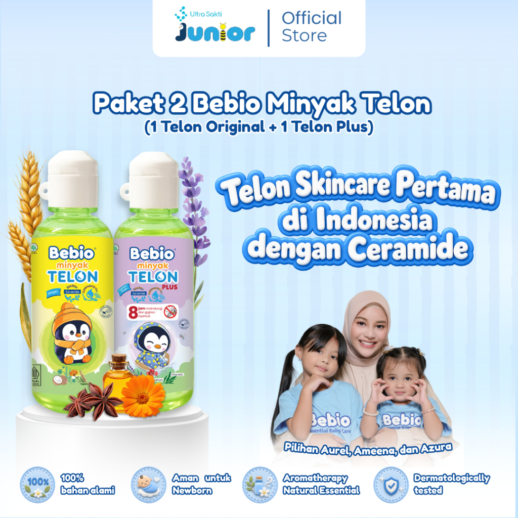 BEBIO Paket 2 Minyak Telon Ceramide Mix 1 Bebio Telon Ceramide Original 60ml + 1 BebioTelon Ceramide Plus 60ml - Gambar 3