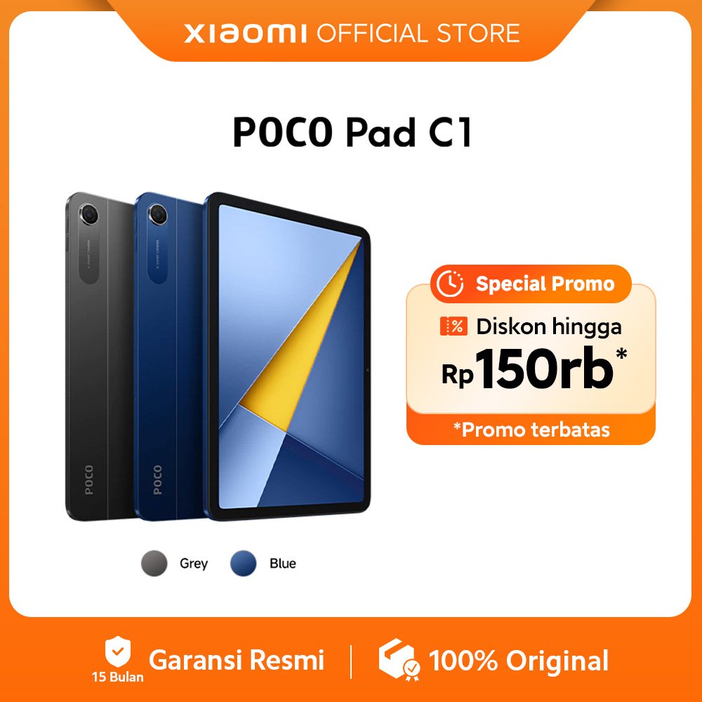 POCO Pad C1 (4GB/64GB) / 9.7" 2K 120Hz layar super-jernih / Baterai besar 7600mAh (typ) / Snapdragon® 6s 4G Gen 2 / Ditenagai Xiaomi HyperOS 3 / Tablet android [Xiaomi Official Store]