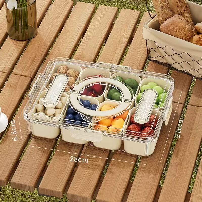 Divided snack boxes with lids, stackable food trays for fruits and ...