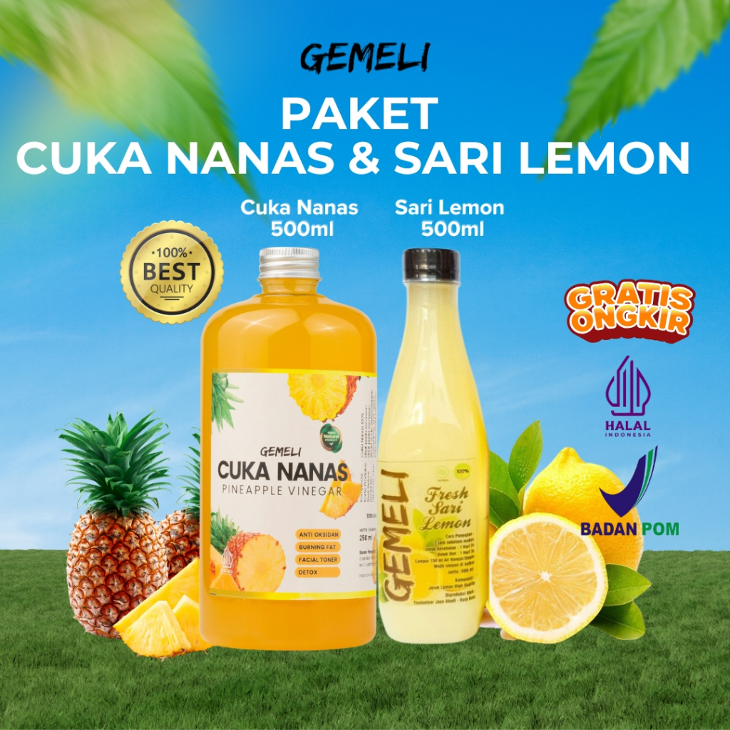 Paket Gemeli Sari Lemon Asli California 500ml Cuka Nanas With Mother 500ml