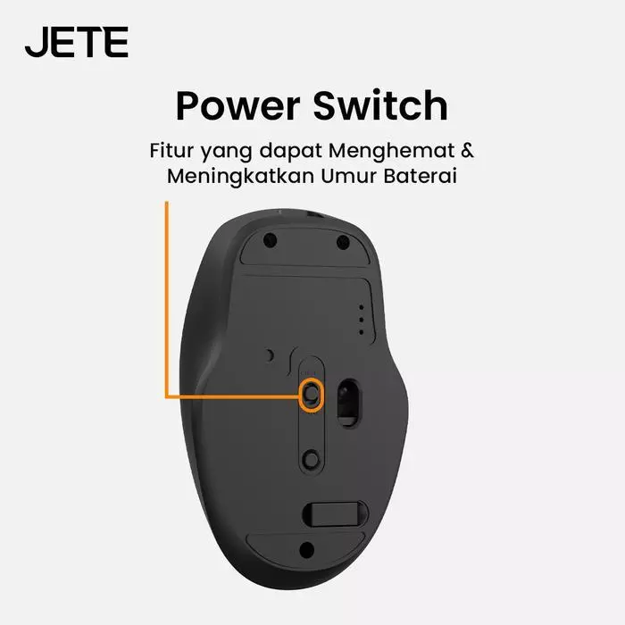 JETE Mouse Wireless Bluetooth Rechargeable MS205 Tanpa Kabel 1600Dpi Ergonomic Silent Click 3 Level DPI untuk Windows & Macbook (RTL) - Gambar 4