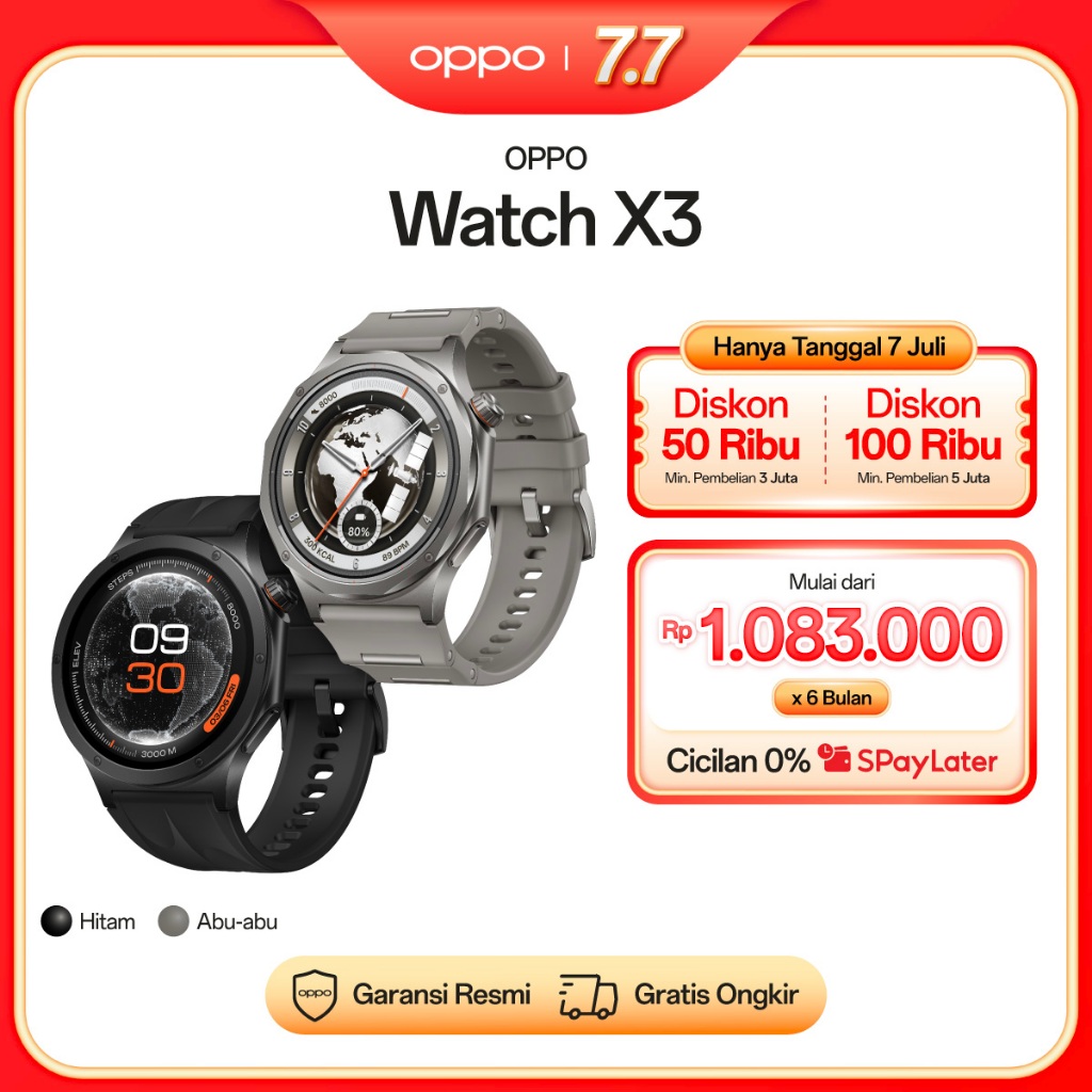 OPPO Watch X3 OWWE261 [Aerospace-Grade Titanium Alloy Body, NFC Smart Card Support, IP68 IP69 Water Dust Resistance, Tri-Sense Health Tracking Tech]