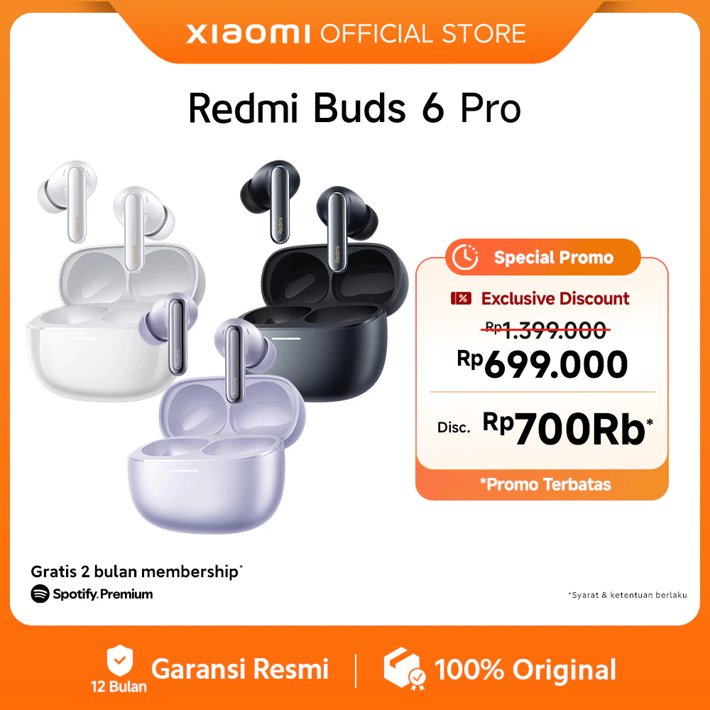 Xiaomi Redmi Buds 6 Pro | Audio resolusi tinggi LDAC | Peredam kebisingan 55 dB | Peredam kebisingan superluas hingga 4 kHz [Official Store]