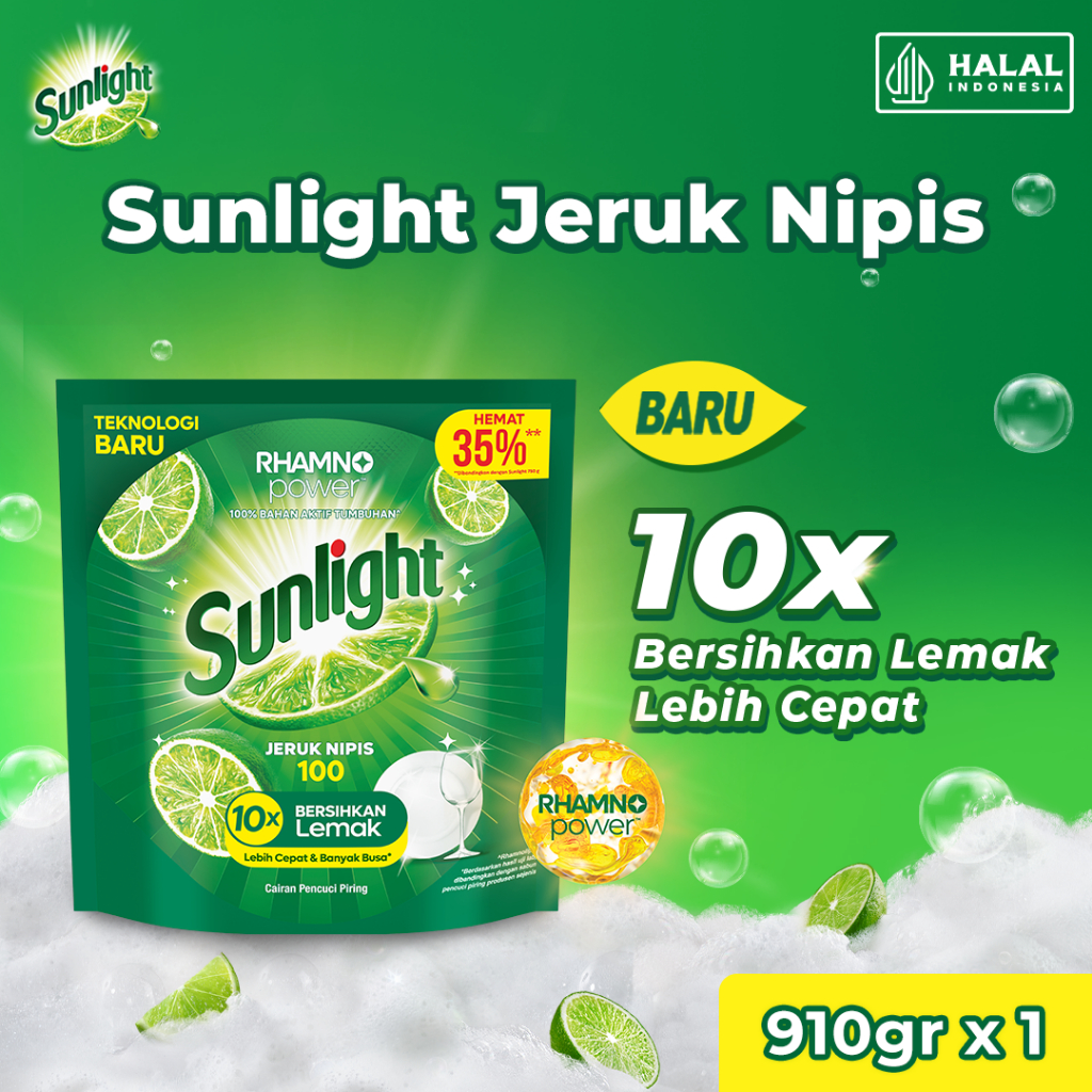 SUNLIGHT SABUN CUCI PIRING JERUK NIPIS REFILL 910GR