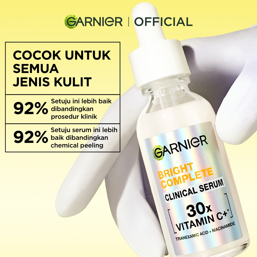 [FORMULA BARU] GARNIER Vitamin C Serum CLINICAL SERUM 30x VITAMIN C +TRANEXAMIC AXID (TXA) + NIACINAMIDE 15ml 30ml 50ml Serum Mencerahkan Wajah Cepat Cerahkan Noda Hitam Serum Wajah / Retinol Toner Wajah Brightening Serum Paket Skincare - Gambar 4