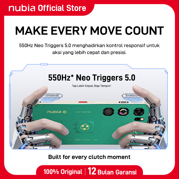 nubia NEO 5 GT MVP Edition RAM 12GB ROM 256 GB Built in Air Cooling Fan 80W Fast Charging 550Hz Neo Triggers Handphone Gaming Garansi Resmi Android - Gambar 4