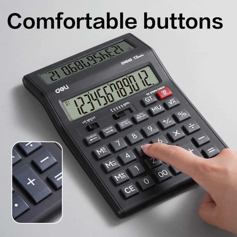 Deli x Cicimaksan Dual Display Calculator Kalkulator 2 Layar 12 Digits EM049 - Gambar 4
