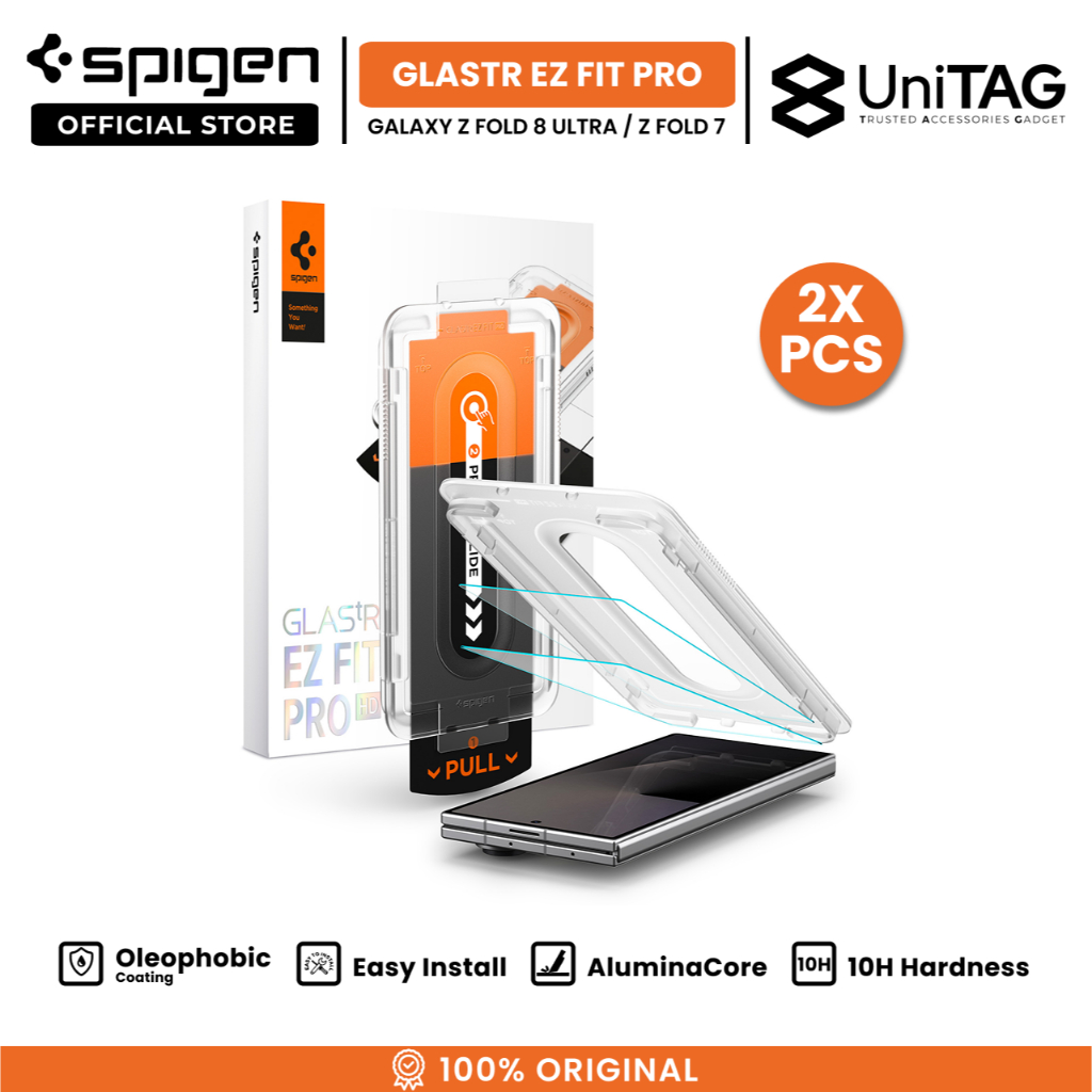 SPIGEN Tempered Glass for Samsung Galaxy Z Fold 8 Ultra GlastR Ez Fit Pro HD Easy Install Tray Clear Screen Protector